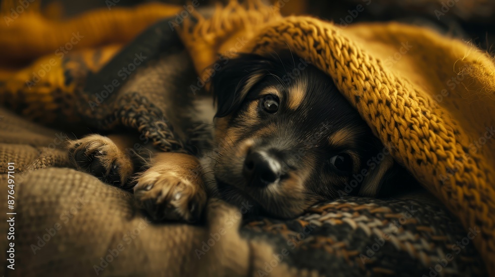Obraz premium Puppy. Cozy environment. Autumn background
