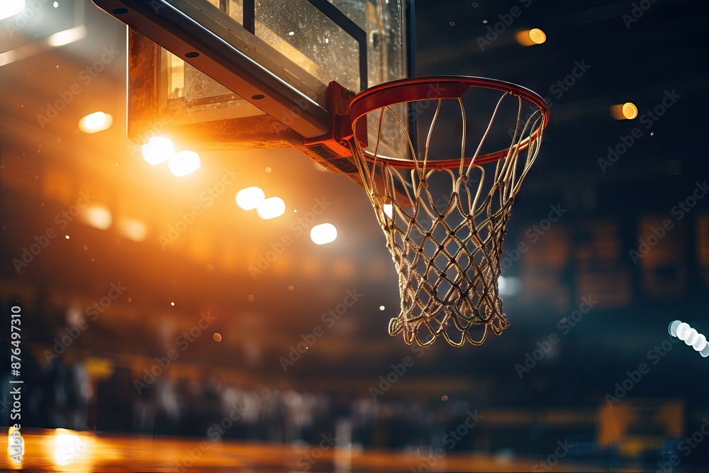 Basketball Hoop Under Lights. Generative AI Basketball Hoop Under Lights. Generative AI