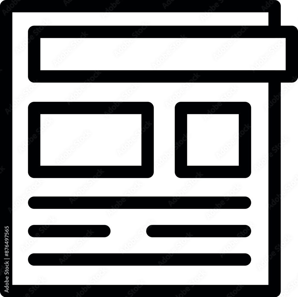 Simple icon of a webpage layout showing text and image boxes Simple icon of a webpage layout showing text and image boxes