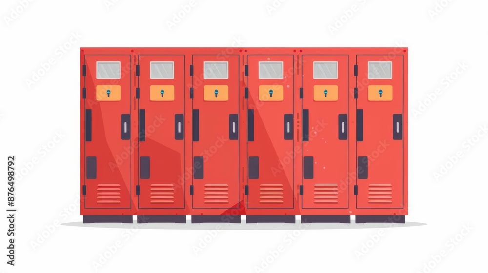 a school locker , storage unit, flat design, red, isolated on white background a school locker , storage unit, flat design, red, isolated on white background