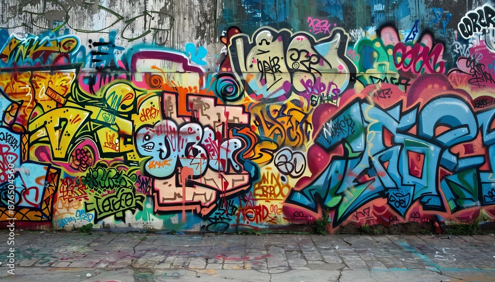 Fototapeta premium Urban Street Art: Vivid Graffiti and Dynamic Murals