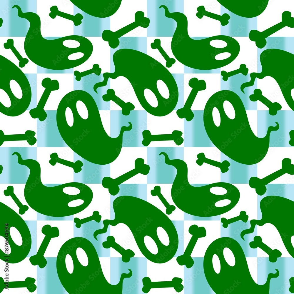 Fototapeta premium Halloween ghost seamless cartoon pattern for wrapping paper and fabrics