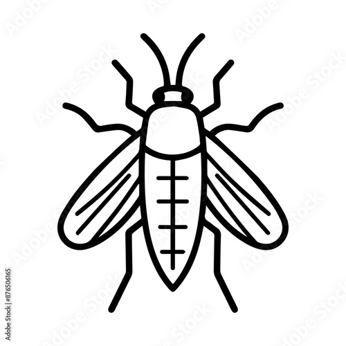 midge icon or modern line symbol. Vector line art and icon design with bold outline. Black and white Pixel Perfect minimalistic symbol isolated white background. Silhouette simple thin sign