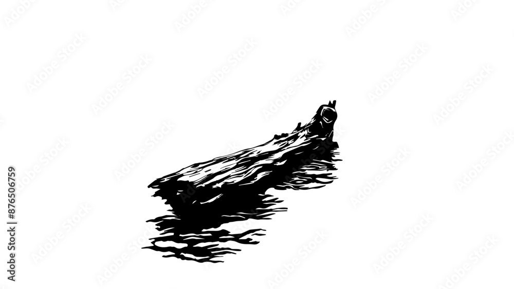 Silhouette of a piece of driftwood in the ocean Silhouette of a piece of driftwood in the ocean