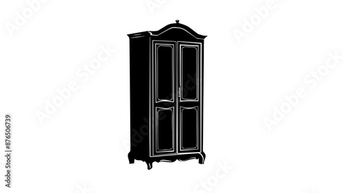 Vector illustration silhouette of an old black wardrobe