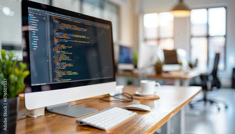 custom made wallpaper toronto digitalDual monitor configuration on desk with computer keyboard and mouse for efficient work setup