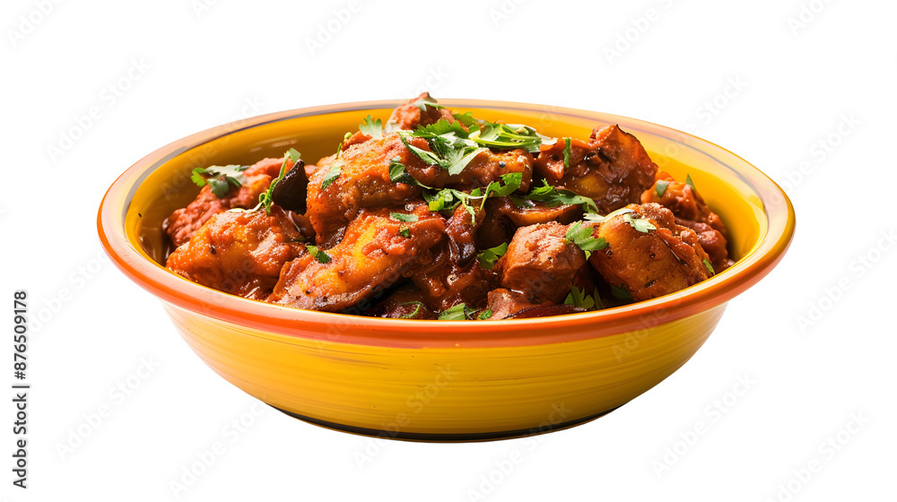 meat karahi in yellow bowl isolated on transparent background, PNG meat karahi in yellow bowl isolated on transparent background, PNG