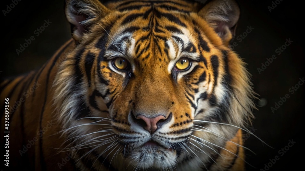 Fototapeta premium Tiger face on black background