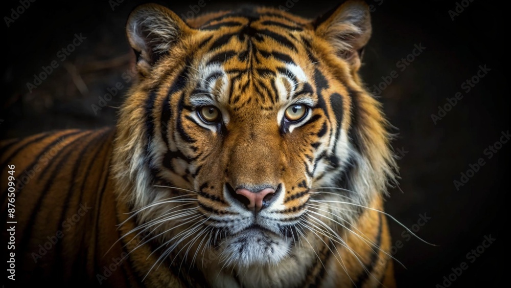 Fototapeta premium Tiger face on black background