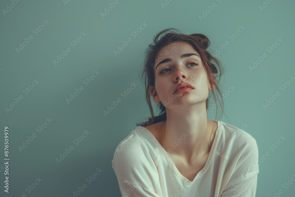 Young woman looking worried and contemplative. Woman in thought Young woman looking worried and contemplative. Woman in thought