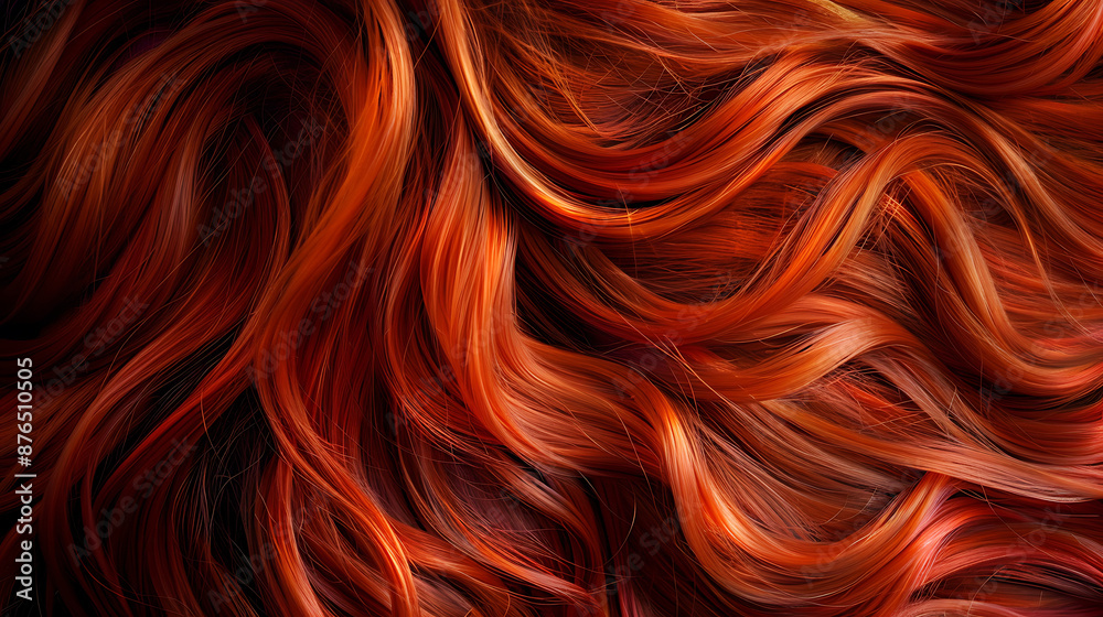 a close-up of wavy, vibrant red hair. The varying shades and highlights create depth and texture, showcasing the natural flow of the individual strands a close-up of wavy, vibrant red hair. The varying shades and highlights create depth and texture, showcasing the natural flow of the individual strands