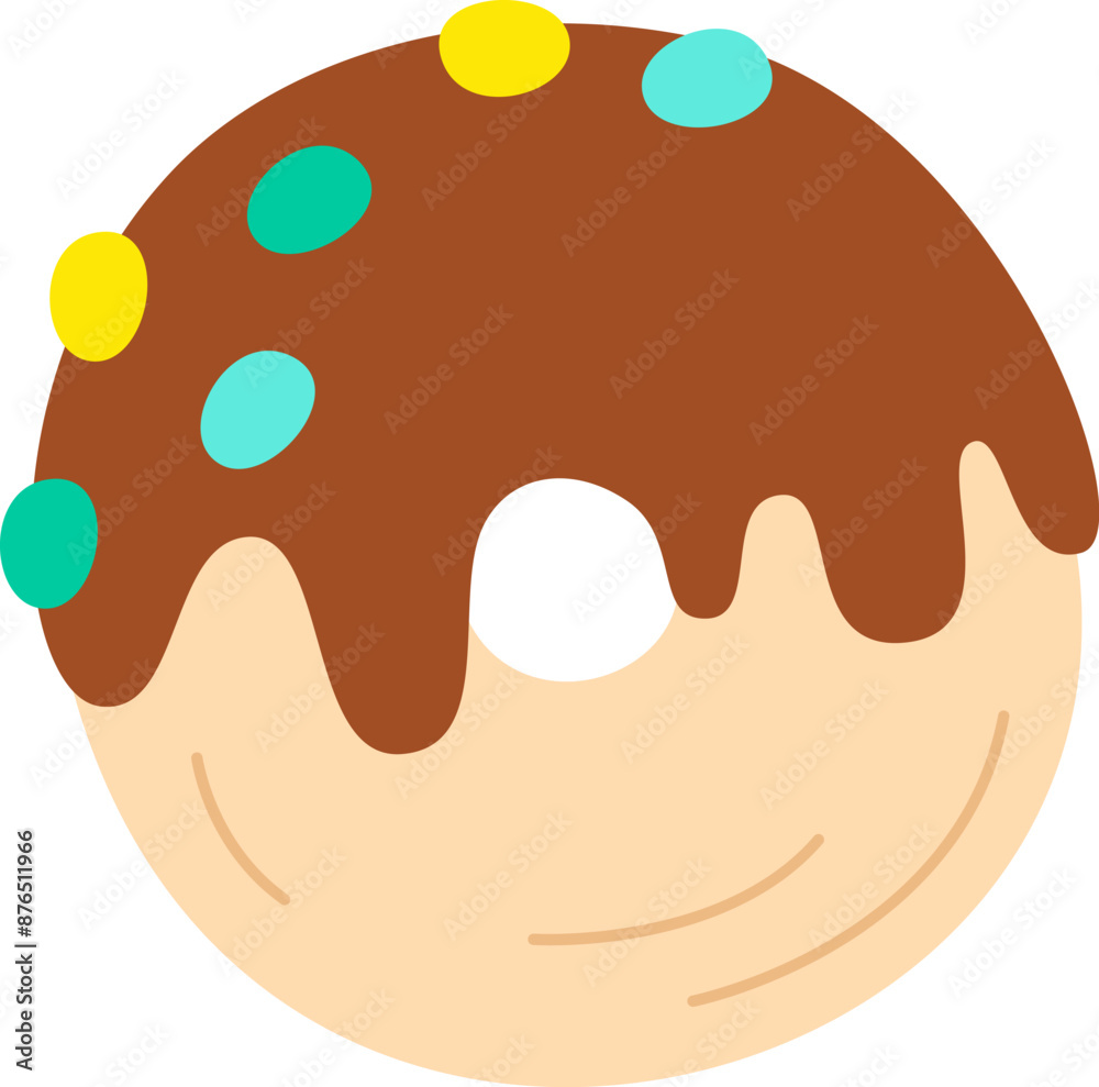 Hand Drawn Doughnut With Chocolate Hand Drawn Doughnut With Chocolate