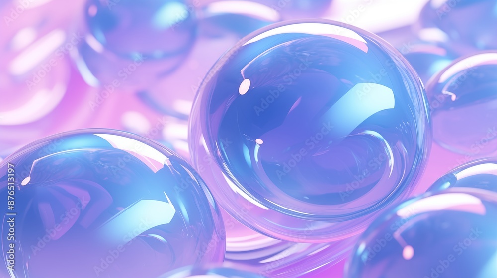 Abstract Iridescent Floating Bubbles with Blue and Pink Hues Abstract Iridescent Floating Bubbles with Blue and Pink Hues