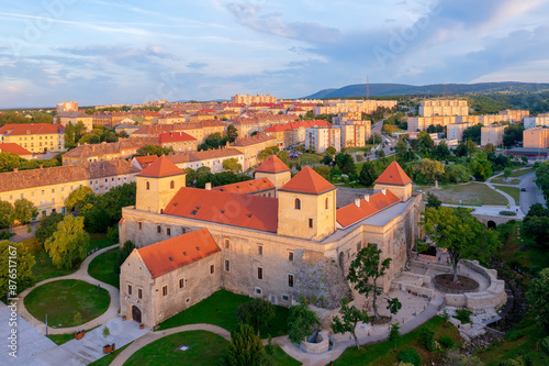 Aerial view about the famous Thury castle in the heart of Varpalota city photo