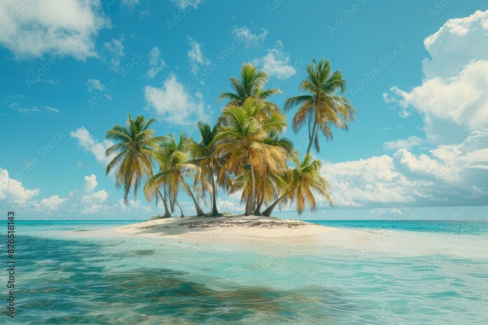 Tropical beach in Punta Cana, Dominican Republic. Palm trees on sandy island in the ocean. Tropical beach in Punta Cana, Dominican Republic. Palm trees on sandy island in the ocean.