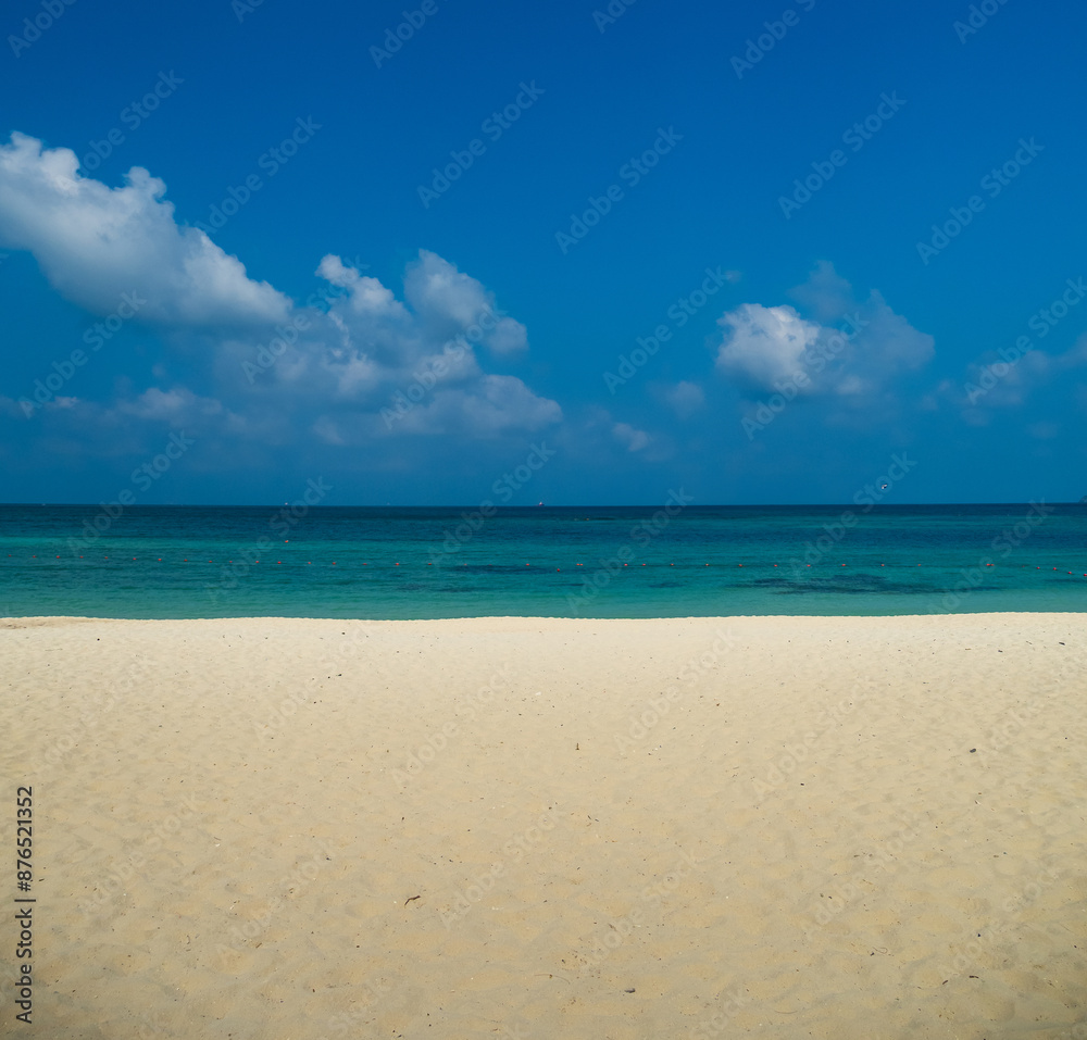 Close-up sea beach horizon landscape summer season panorama front view holiday tropical white sand clean blue sky background calm nature ocean soft wave water travel at samae san island sun day time Close-up sea beach horizon landscape summer season panorama front view holiday tropical white sand clean blue sky background calm nature ocean soft wave water travel at samae san island sun day time