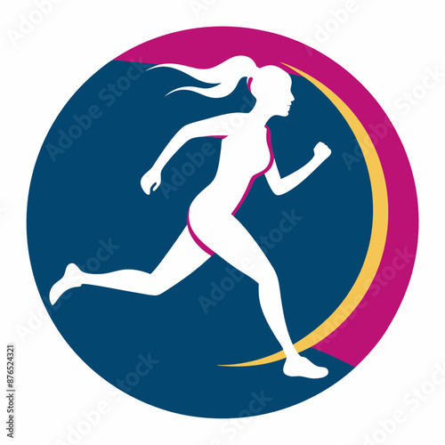 Running Woman Logo Vector Illustration