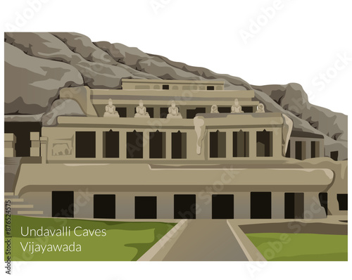 Undavalli Caves Vijayawada  - Stock Illustration