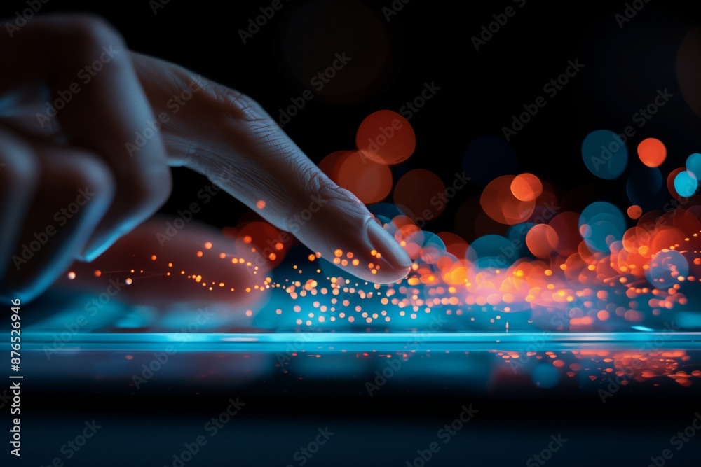 Close-Up of Hands Using a Tablet Device with Interactive Interface in a Modern Digital Setting Close-Up of Hands Using a Tablet Device with Interactive Interface in a Modern Digital Setting