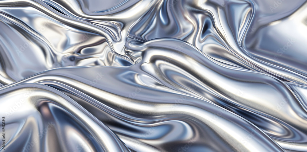 Abstract silver wavy background, liquid metal texture, 3d rendering illustration with copy space for design element
Abstract silver wavy background, liquid metal texture, 3d rendering illustration with copy space for design element