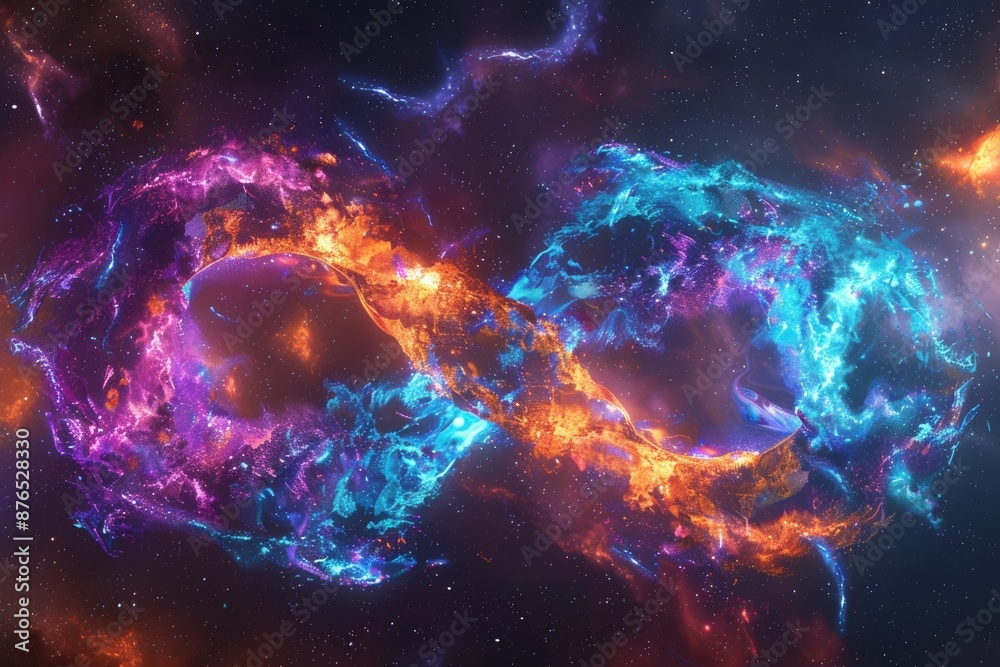 free flowing infinity symbol in the form of colorful electrifying energy floating in a spectacular star studded space free flowing infinity symbol in the form of colorful electrifying energy floating in a spectacular star studded space
