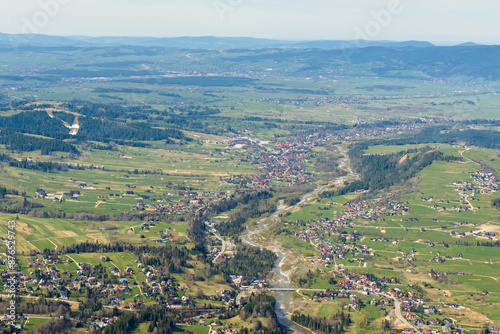 Aerial view of Bialka Tatrzanska village in Poland photo