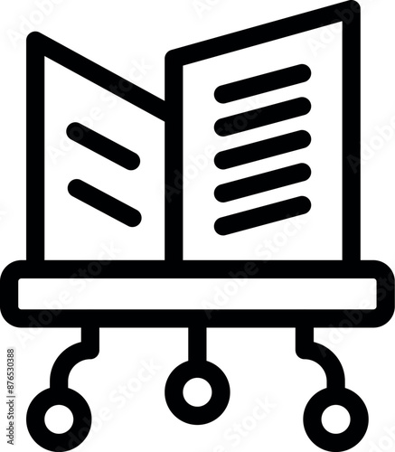 Simple icon of a network attached storage, with two hard drives, connected to three computers