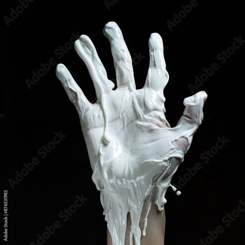 Hand Covered in White Goo