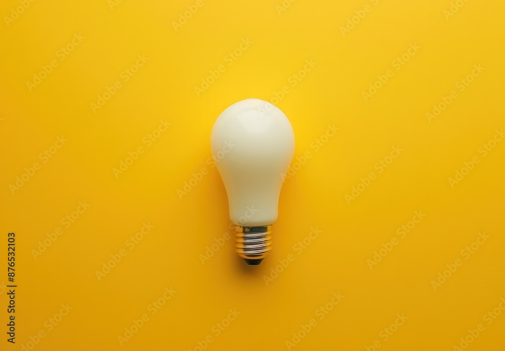 White Lightbulb on Yellow Background