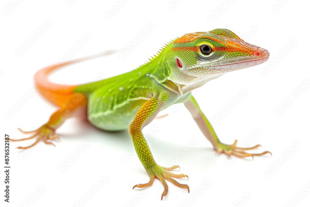 Naklejka premium Full body view of Anole , full body shot, full body View, isolated on white background