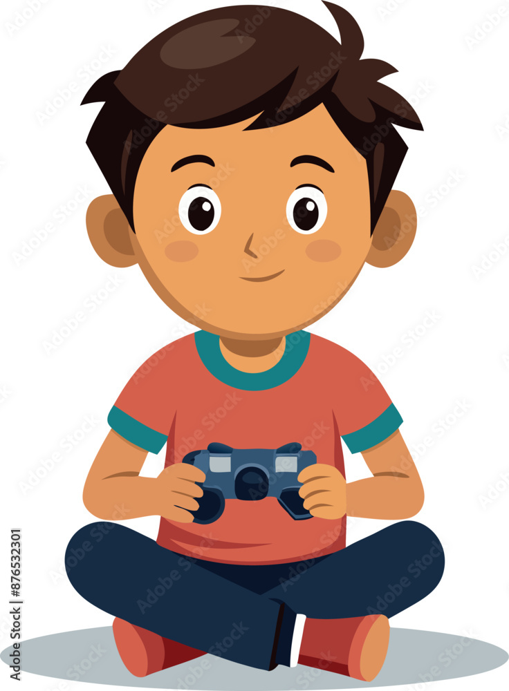 Happy Boy Playing Video Game With Controller Happy Boy Playing Video Game With Controller