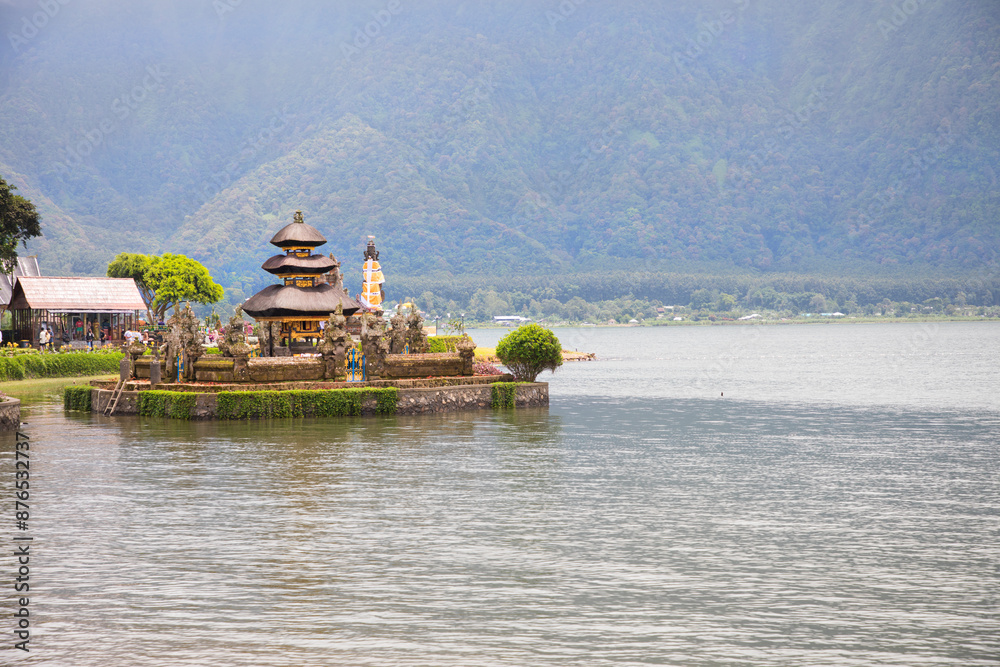 Beautiful view of Ulun Danu Beratan Temple in Bali Island in Bali Island, Indonesia