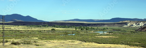 Ultrawide panorama of the Green River and landscape at Browns Park National Wildlife Refuge in Colorado