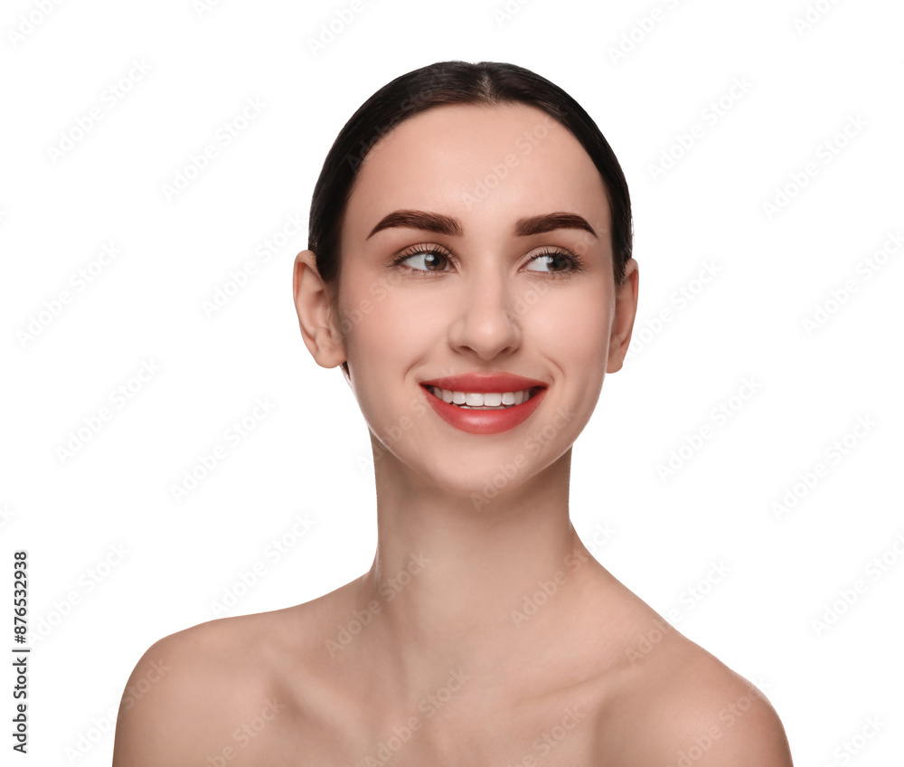 Attractive woman with beautiful makeup isolated on white Attractive woman with beautiful makeup isolated on white