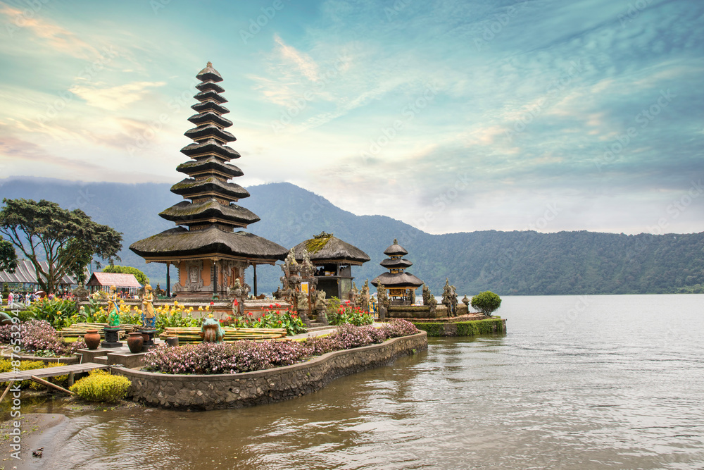 Beautiful view of Ulun Danu Beratan Temple in Bali Island in Bali Island, Indonesia