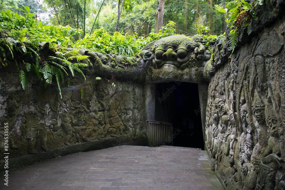 Beautiful view of the entrance to the Monkey forest in Ubud on Bali Island, Indonesia