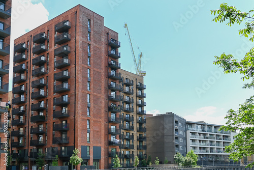 Modern accommodation in Barking along River Roding: London, UK, 24 May 2024 
