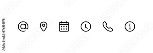 Contact us icon. Web icons set , call, email, address, mobile, telephone, information, info, website, icon . communication contact icon . Address location icon. time icon. Date calendar icon