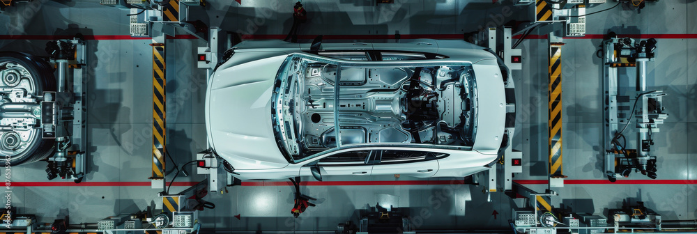 Obraz premium Machine Builder's Day. car assembly shop. car manufacturing. car assembly.