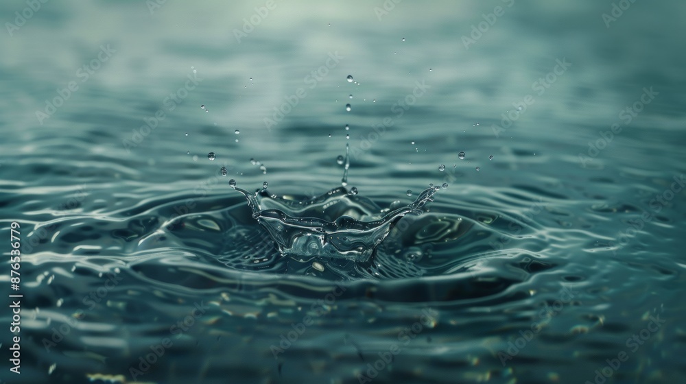 The drop falls below the water surface, it morphs into a small fish diving nose down into the water The drop falls below the water surface, it morphs into a small fish diving nose down into the water