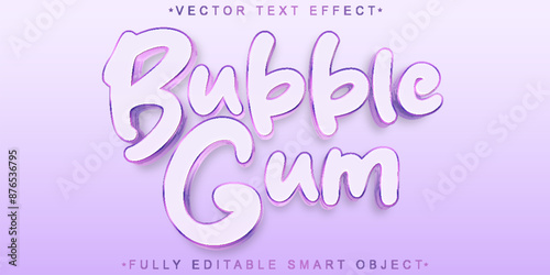 Cute Sweet Bubble Gum Ball Vector Fully Editable Smart Object Text Effect