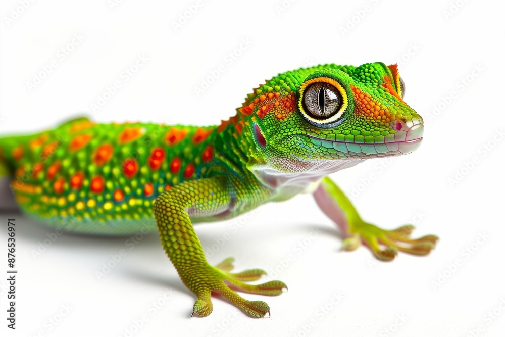 Fototapeta premium Full body view of Gecko, full body shot, full body View, isolated on white background