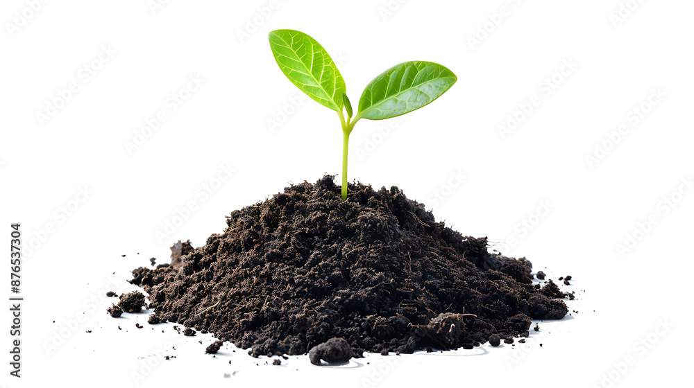 young plant sprout growing from soil isolated on white or transparent png background young plant sprout growing from soil isolated on white or transparent png background
