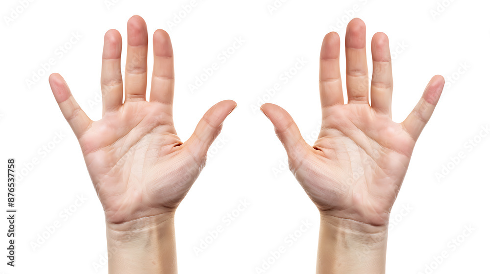 Hands, palms gesturing up, saying hi, greeting, hello, bye isolated on white Hands, palms gesturing up, saying hi, greeting, hello, bye isolated on white