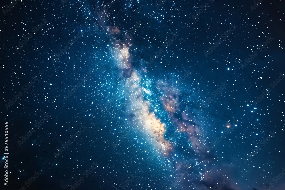 Bright Milky Way in Starry Night Sky