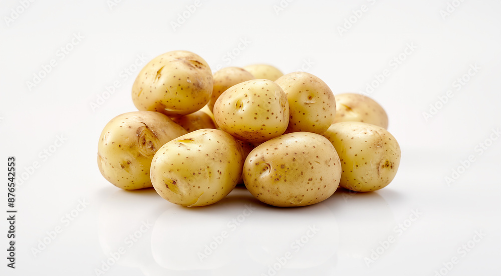 Freshly Harvested Potatoes on White Background Freshly Harvested Potatoes on White Background