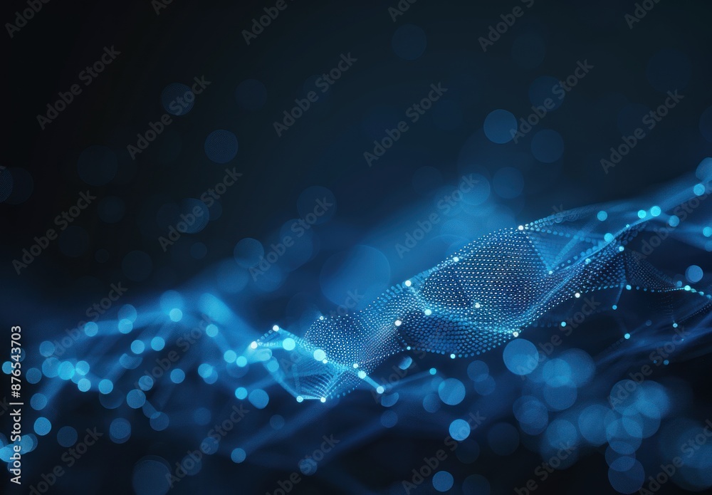 Obraz premium Abstract Blue Digital Wave with Bokeh