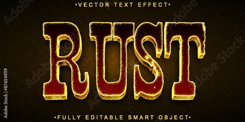 Worn Shiny Rust Bronze Vector Fully Editable Smart Object Text Effect
