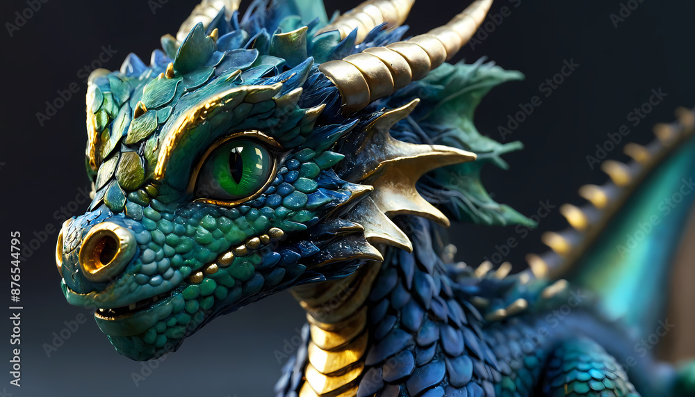 Obraz premium Majestic dragon with emerald scales
