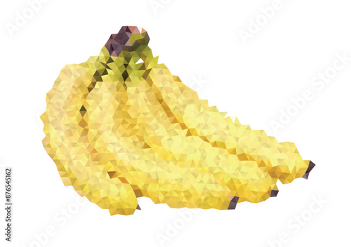 Bananas on white. Vector poligon illustration